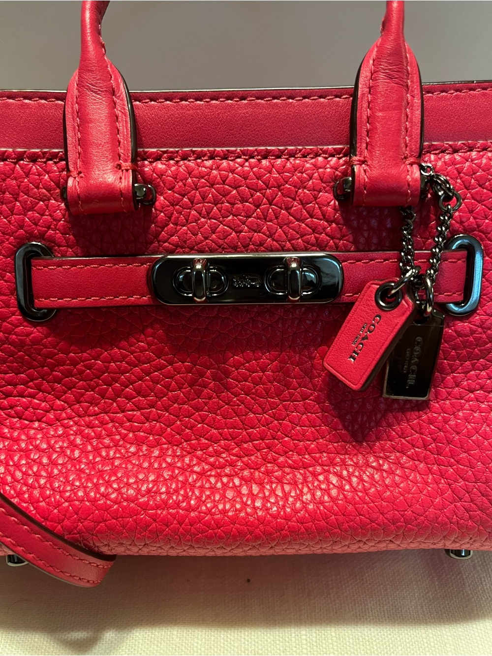 Coach Pebbled Leather Satchel in Hot Pink - Picture 7 of 10